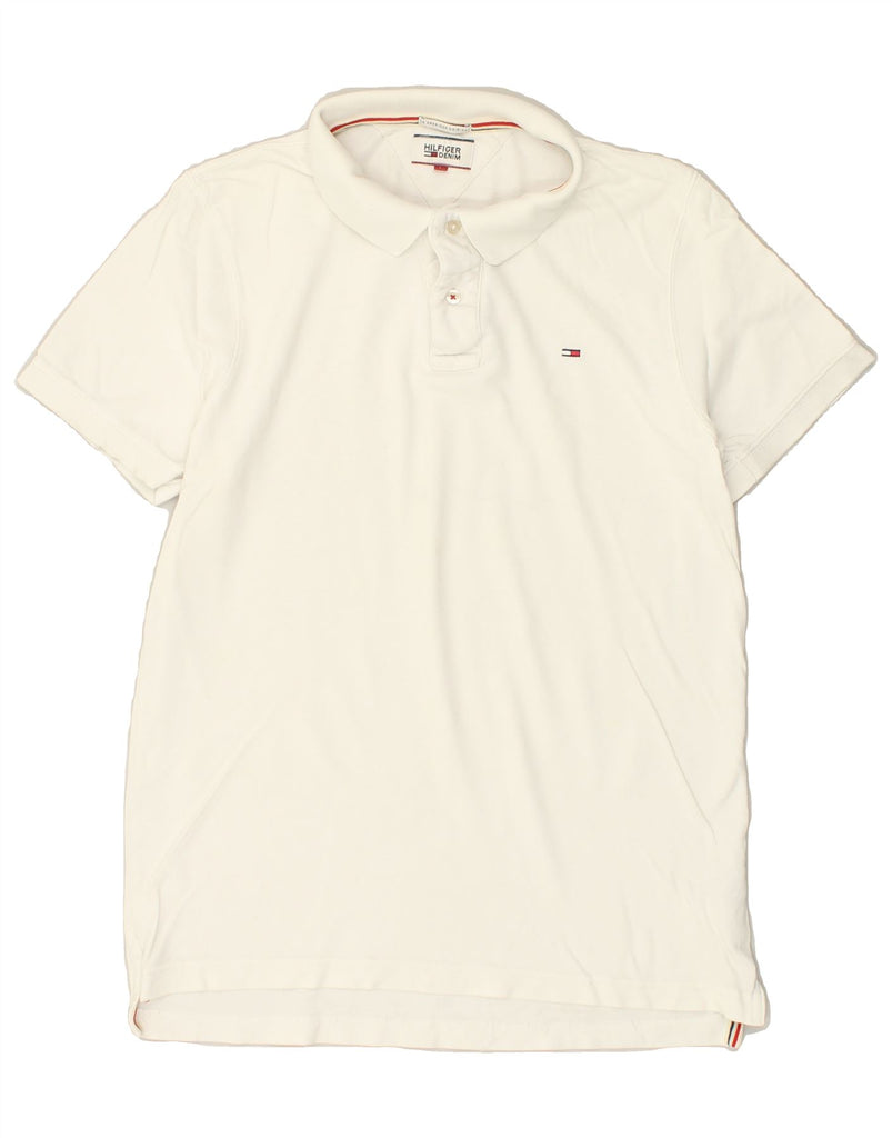 TOMMY HILFIGER Mens Polo Shirt Large White Cotton | Vintage Tommy Hilfiger | Thrift | Second-Hand Tommy Hilfiger | Used Clothing | Messina Hembry 