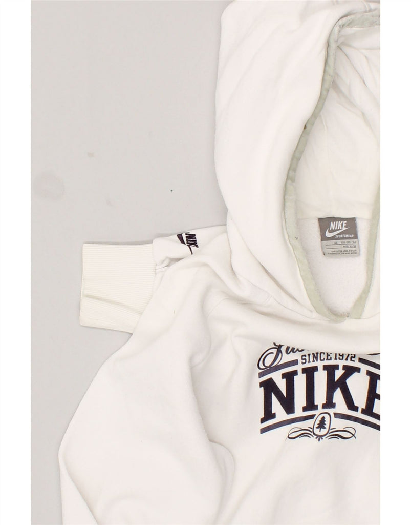 NIKE Boys sportswear Graphic Hoodie Jumper 13-14 Years XL White Cotton | Vintage Nike | Thrift | Second-Hand Nike | Used Clothing | Messina Hembry 