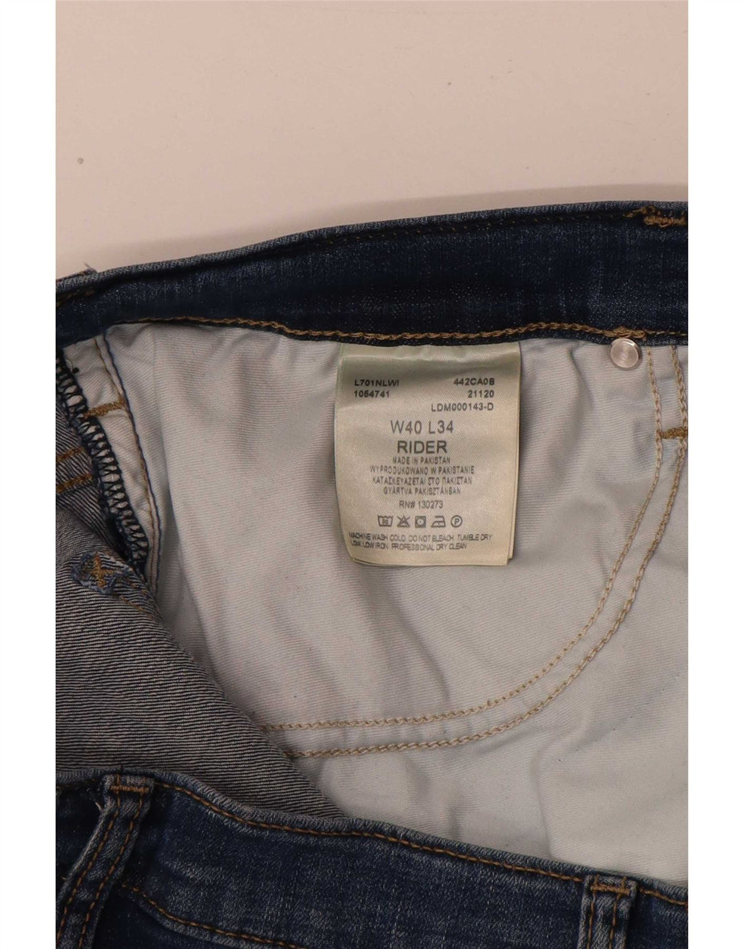 Lee Mens Rider Slim Jeans W40 L31 Blue Cotton