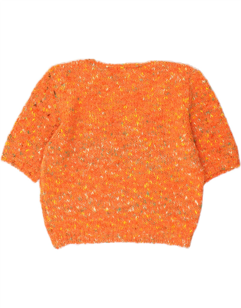 VINTAGE Womens Short Sleeve Crew Neck Jumper Sweater UK 10 Small Orange Vintage Vintage and Second-Hand Vintage from Messina Hembry 