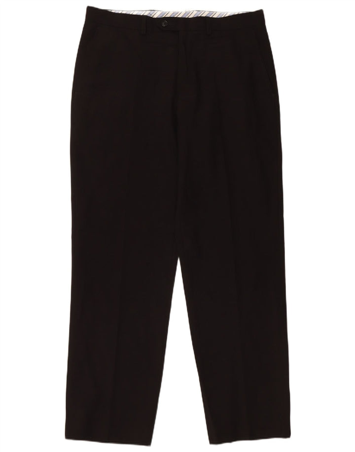 Marks & Spencer Mens Tailored Fit Suit Trousers W34 L31 Black Polyester