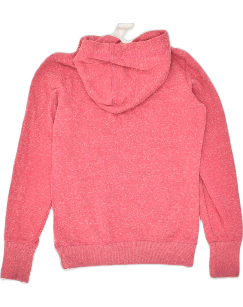 SUPERDRY Womens Graphic Hoodie Jumper UK 6 XS Red Flecked Polyester | Vintage Superdry | Thrift | Second-Hand Superdry | Used Clothing | Messina Hembry 