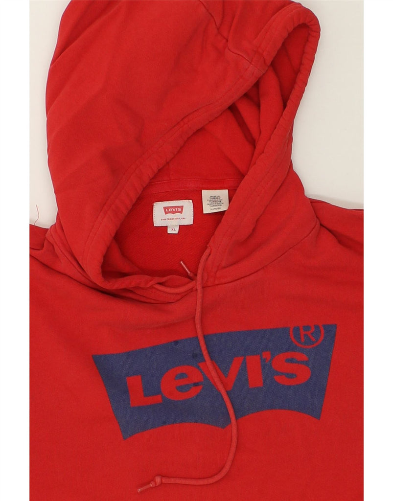 LEVI'S Mens Graphic Hoodie Jumper XL Red Cotton | Vintage Levi's | Thrift | Second-Hand Levi's | Used Clothing | Messina Hembry 