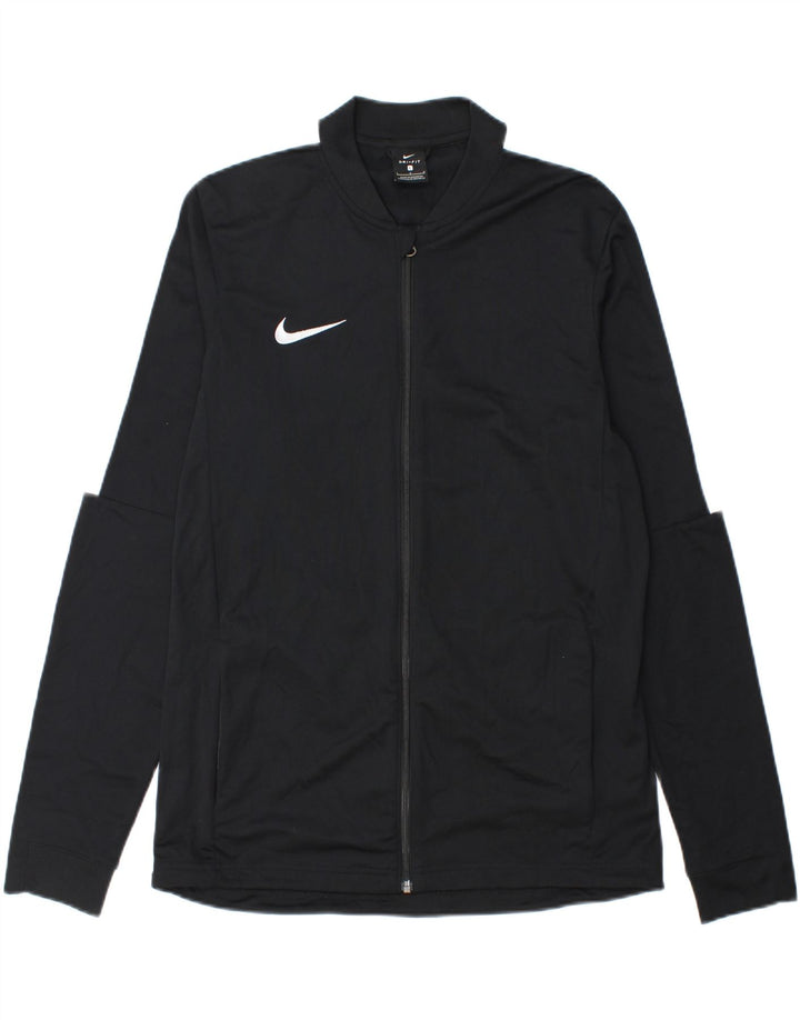 NIKE Womens Dri Fit Tracksuit Top Jacket UK 16 Large Black Colourblock