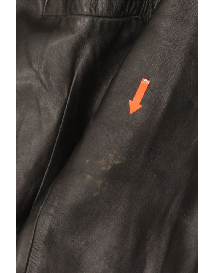 Vintage Womens Leather Coat UK 18 XL Black Leather