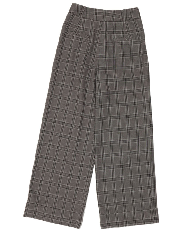 Topshop Womens High Waist Wide Leg Trousers UK 8 Small W26 L28 Grey Check