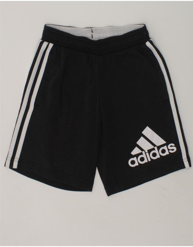 ADIDAS Boys Graphic Sport Shorts 9-10 Years Black Cotton | Vintage Adidas | Thrift | Second-Hand Adidas | Used Clothing | Messina Hembry 