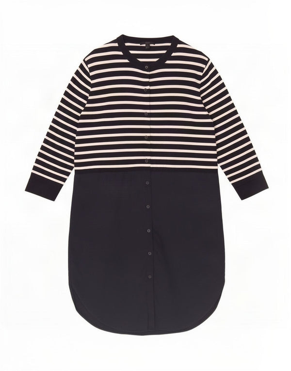 Cos Womens 3/4 Sleeve Shirt Dress UK 6 XS Navy Blue Striped