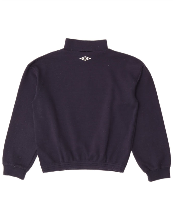 Umbro Mens Crop Zip Neck Sweatshirt Jumper Small Navy Blue