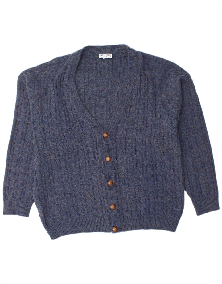 Imapier Mens Cardigan Sweater Large Navy Blue Flecked