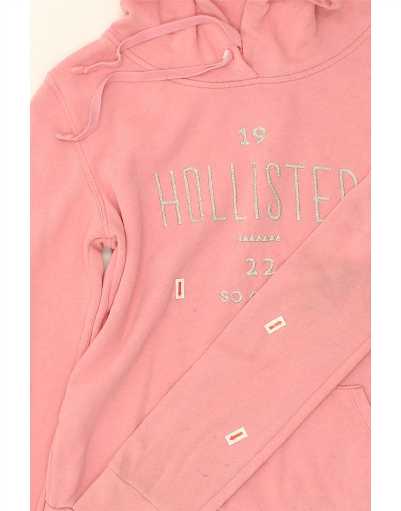 HOLLISTER Womens Graphic Hoodie Jumper UK 10 Small Pink Cotton | Vintage Hollister | Thrift | Second-Hand Hollister | Used Clothing | Messina Hembry 