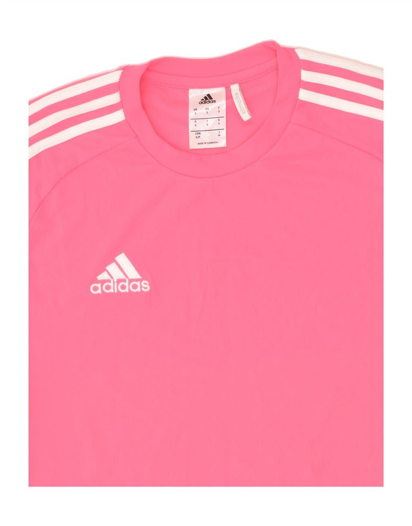 ADIDAS Womens T-Shirt Top UK 10 Small Pink Polyester | Vintage Adidas | Thrift | Second-Hand Adidas | Used Clothing | Messina Hembry 