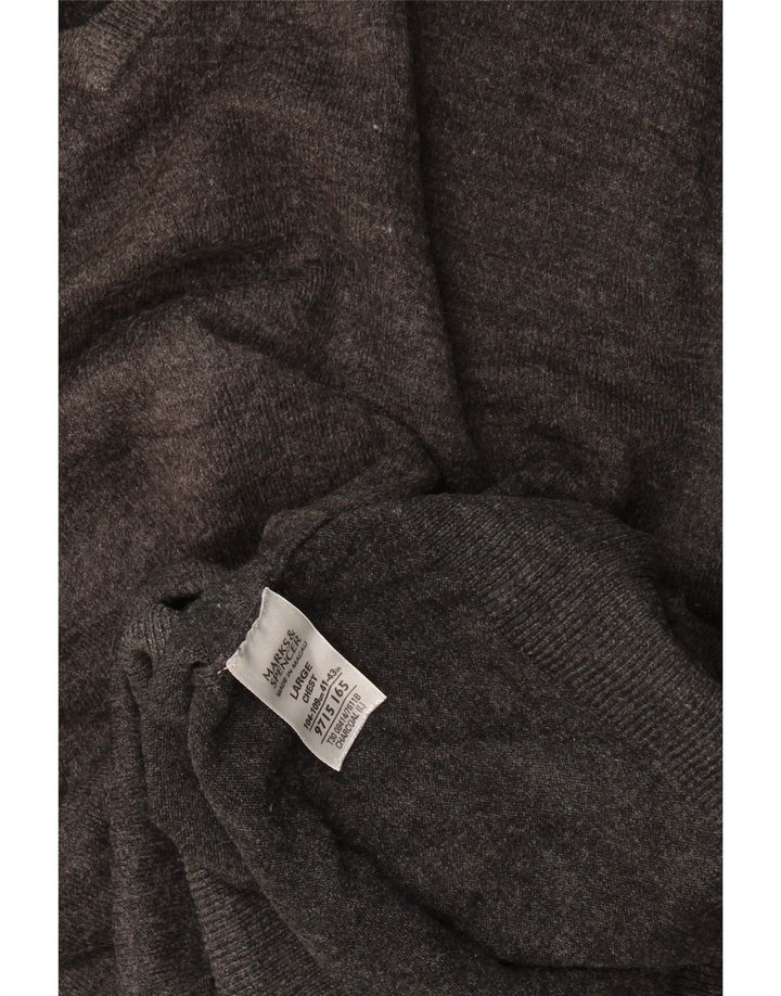 Marks & Spencer Mens V-Neck Jumper Sweater Large Grey Acrylic