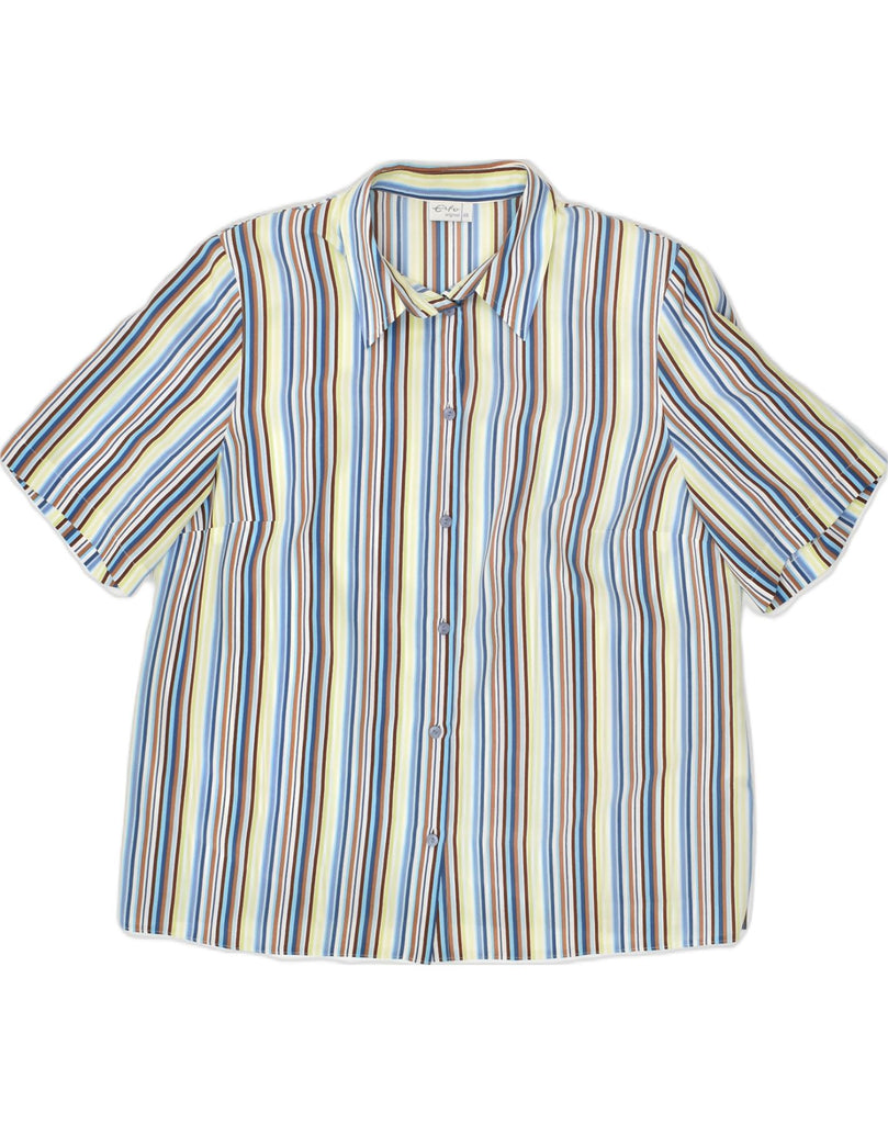 VINTAGE Womens Short Sleeve Shirt IT 46 Large Multicoloured Striped | Vintage Vintage | Thrift | Second-Hand Vintage | Used Clothing | Messina Hembry 