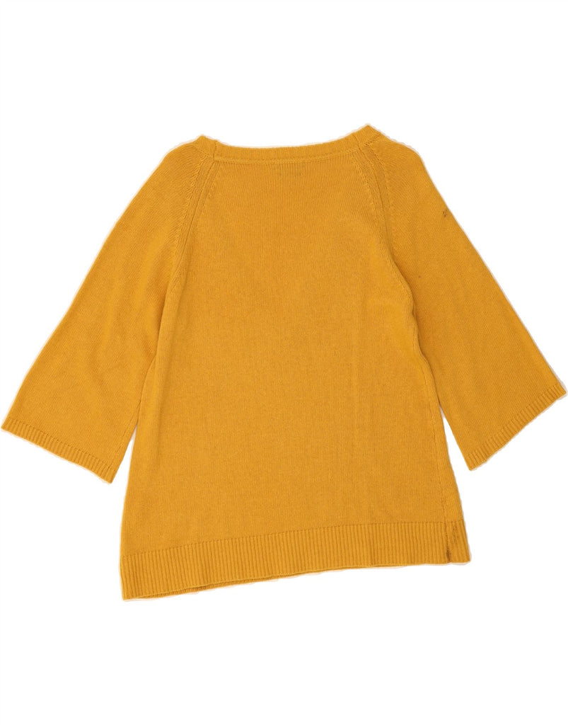 MASSIMO DUTTI Womens 3/4 Sleeve V-Neck Jumper Sweater UK 10 Small Yellow Vintage Massimo Dutti and Second-Hand Massimo Dutti from Messina Hembry 