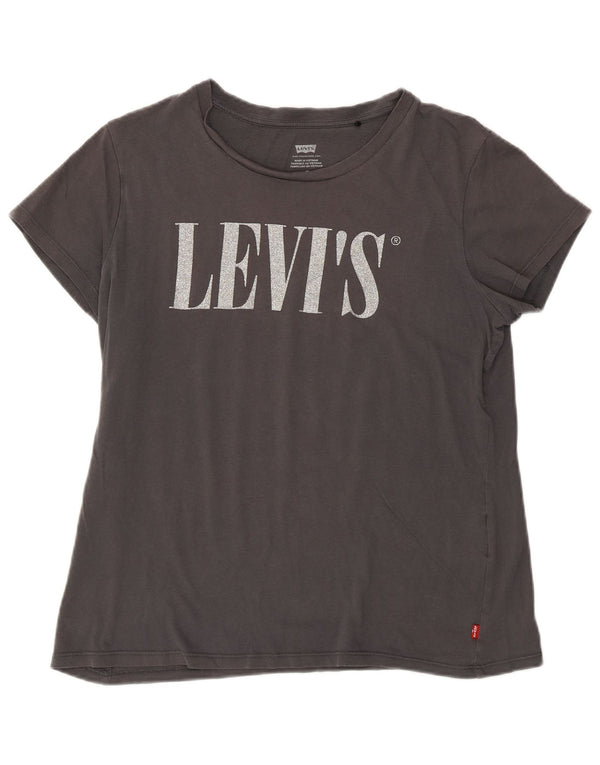 Levi's Womens Graphic T-Shirt Top UK 12 Medium Grey Cotton