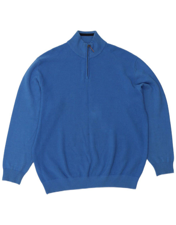 Paco Mens Zip Neck Jumper Sweater 2XL Blue Cotton