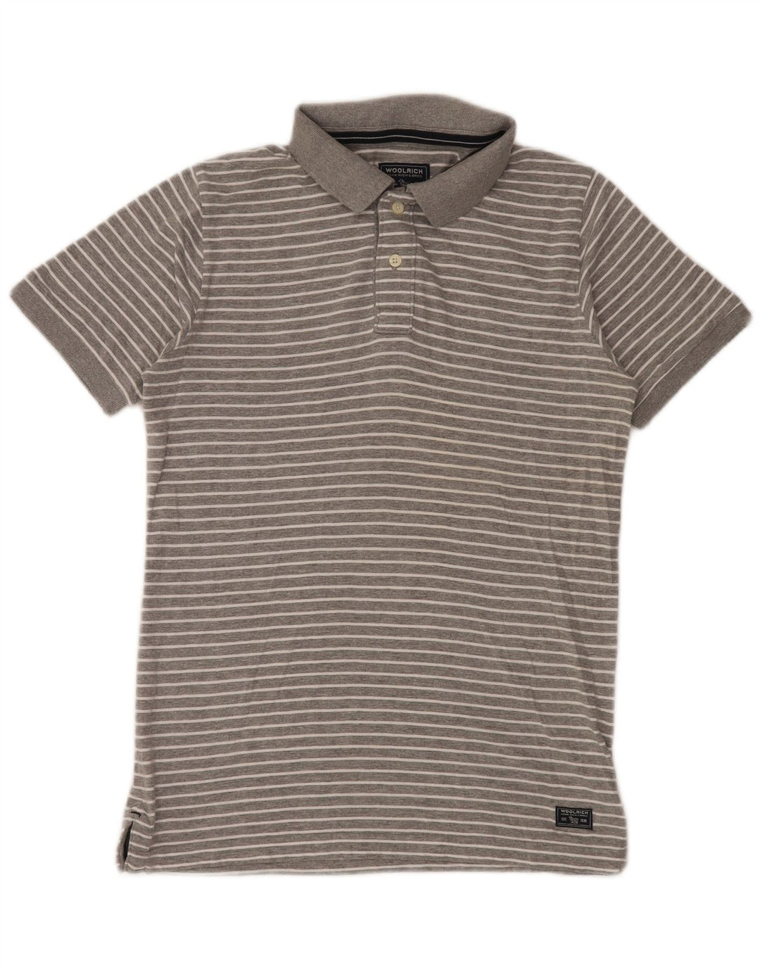 Woolrich Mens Polo Shirt Small Grey Striped Cotton