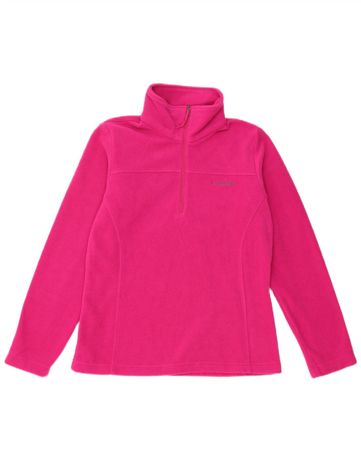 Columbia Womens Zip Neck Fleece Jumper UK 10 Small Pink Polyester