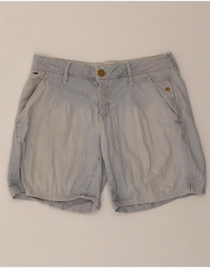 TOMMY HILFIGER Womens Chino Shorts W29 Medium Blue Pinstripe Cotton Vintage Tommy Hilfiger and Second-Hand Tommy Hilfiger from Messina Hembry 