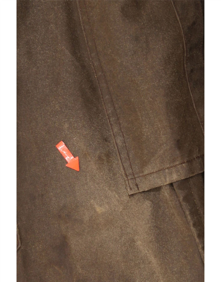 Vintage Mens Waxed Cotton Overcoat UK 40 Large Brown
