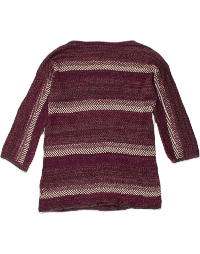 CHAPS Womens Boat Neck Jumper Sweater UK 16 Large Maroon Striped Cotton | Vintage Chaps | Thrift | Second-Hand Chaps | Used Clothing | Messina Hembry 