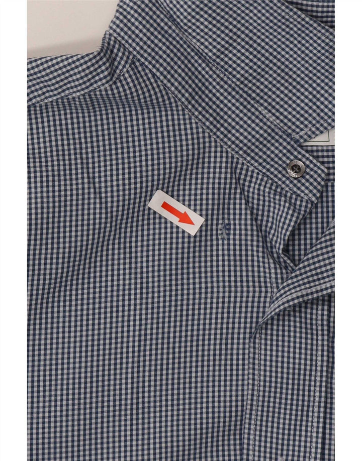 Lacoste Mens Shirt Size 42 Large Navy Blue Gingham Cotton