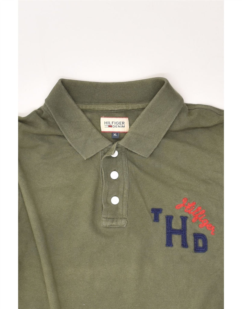 TOMMY HILFIGER Mens Polo Shirt XL Khaki Cotton | Vintage Tommy Hilfiger | Thrift | Second-Hand Tommy Hilfiger | Used Clothing | Messina Hembry 