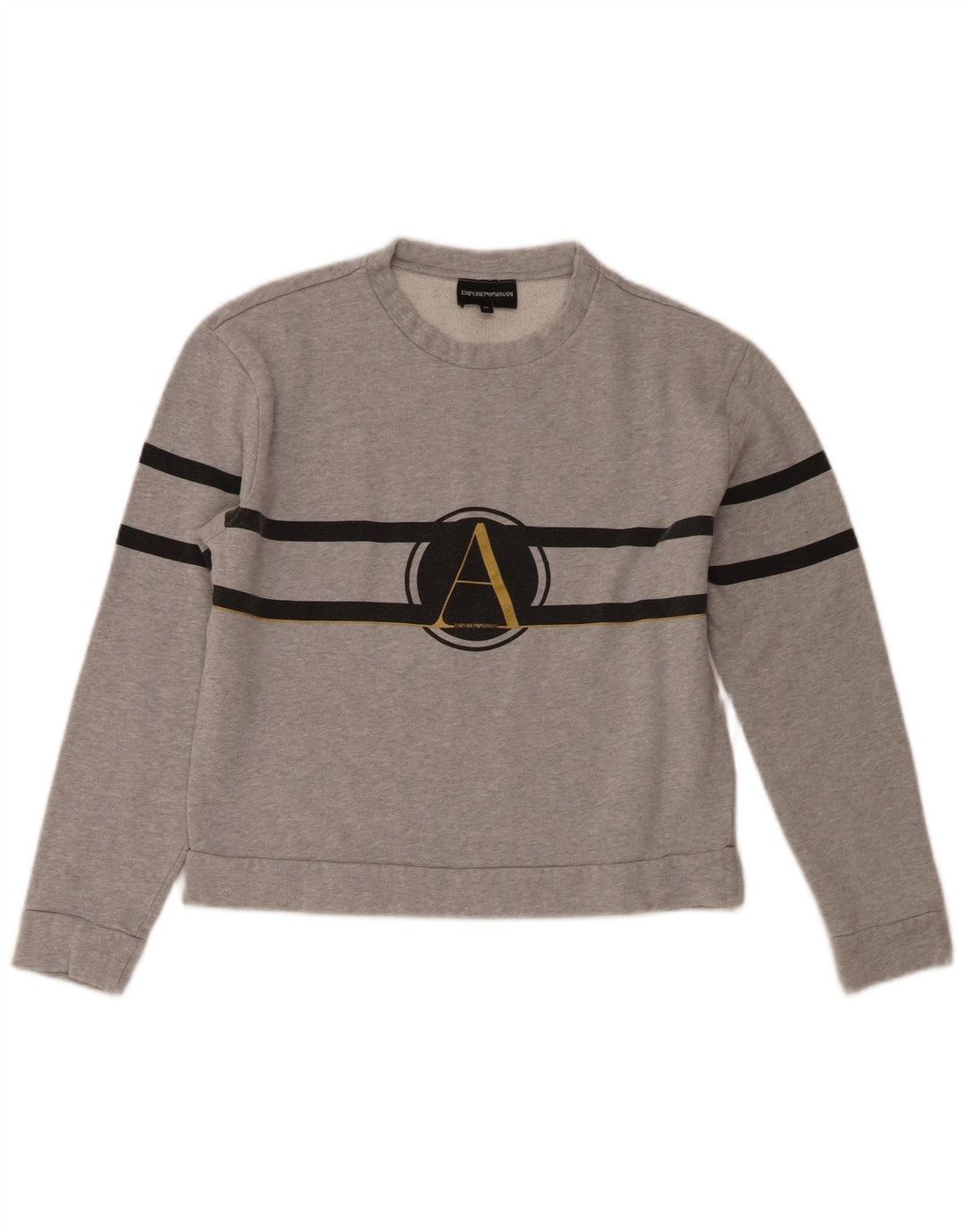 Emporio Armani Womens Crop Sweatshirt Jumper IT 44 Medium Grey Flecked