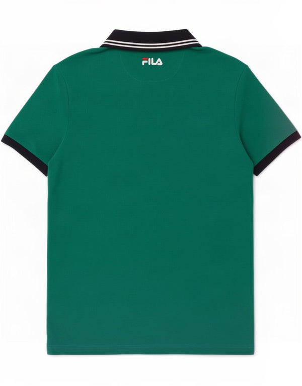 Fila Mens Polo Shirt Small Green Colourblock