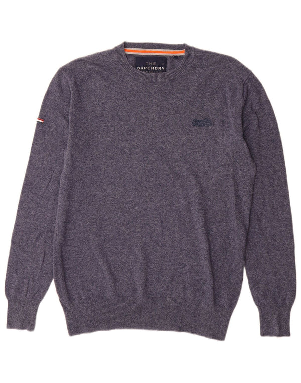 Superdry Mens Crew Neck Jumper Sweater Medium Navy Blue Cotton