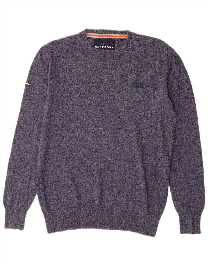 Superdry Mens Crew Neck Jumper Sweater Medium Navy Blue Cotton