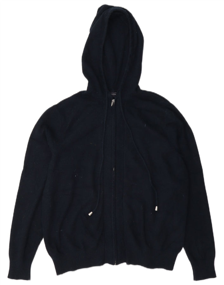 Marks & Spencer Womens Hooded Cardigan Sweater UK 14 Medium Navy Blue