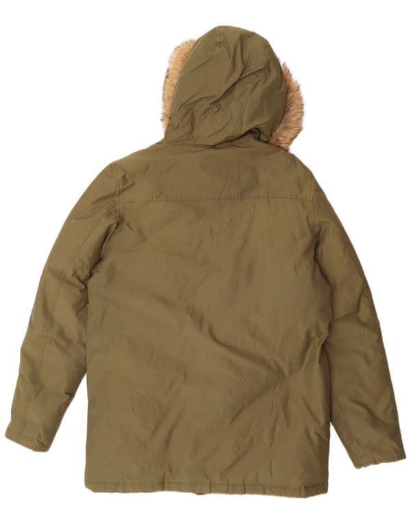 Woolrich Boys Hooded Padded Jacket 15-16 Years Green Cotton