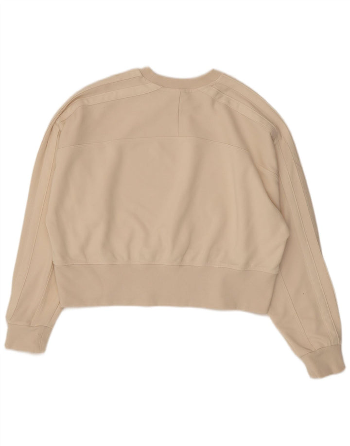 Adidas Womens Crop Sweatshirt Jumper UK 12 Medium Beige Cotton