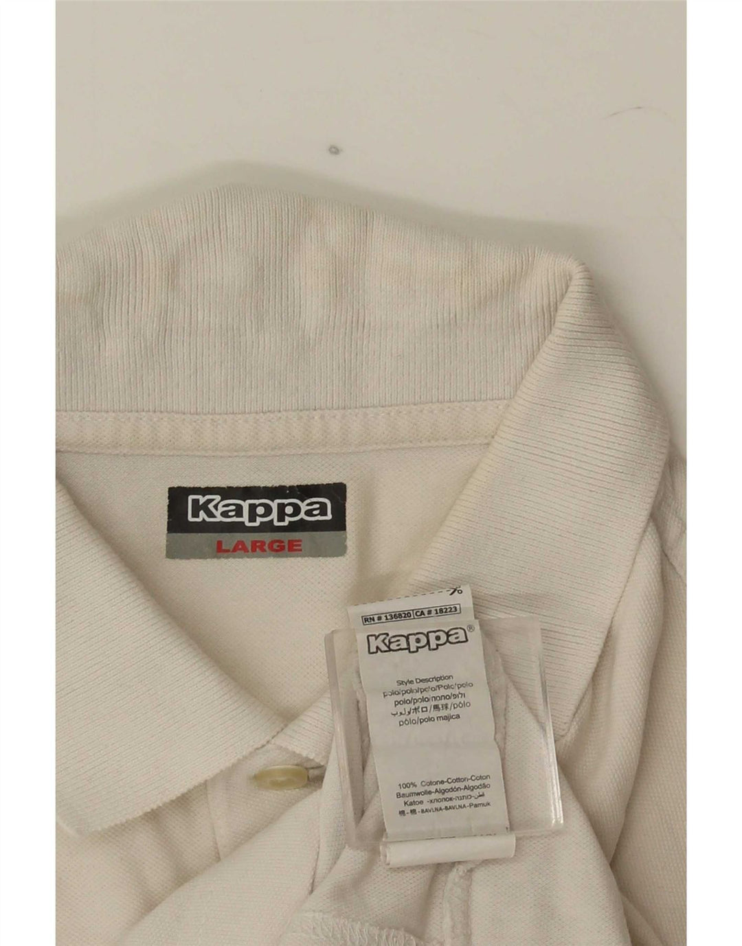 Kappa Mens Graphic Polo Shirt Large White Cotton