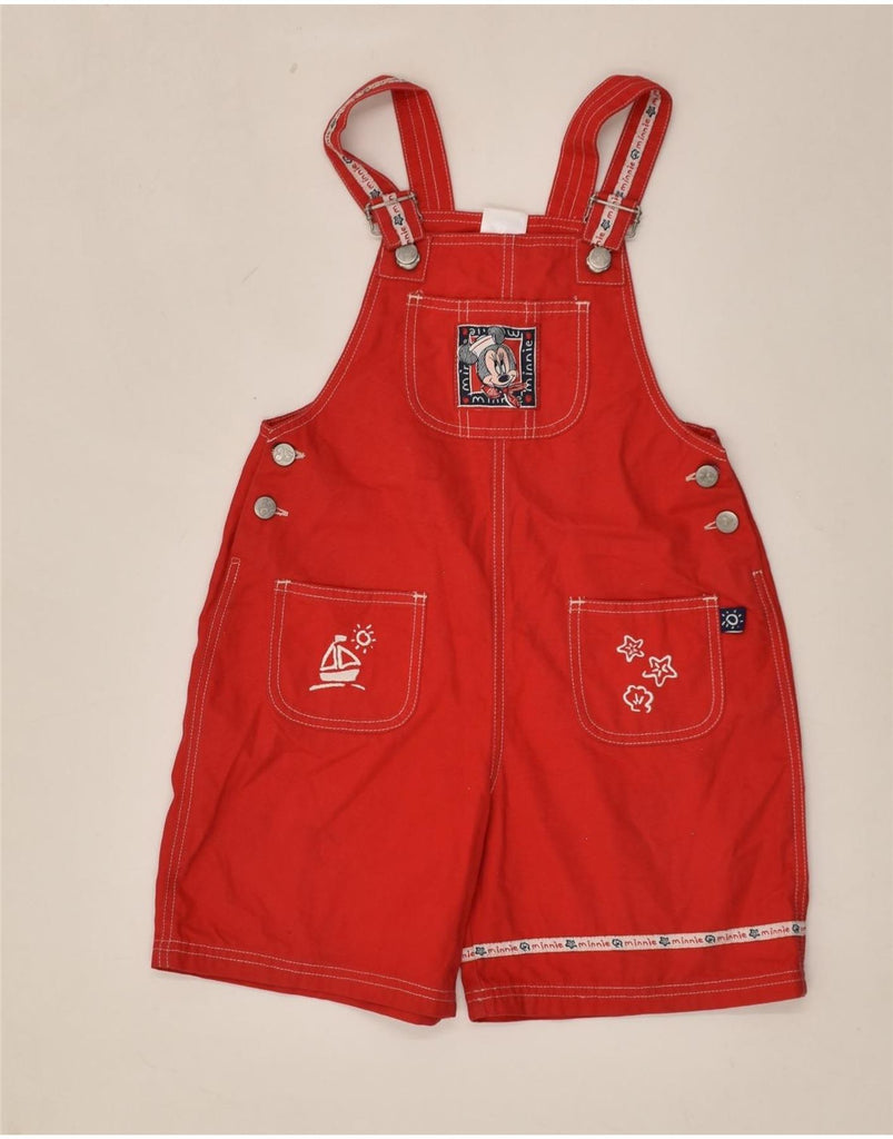 DISNEY Girls Minnie Dungarees Shorts 7-8 Years W28 Red Cotton | Vintage Disney | Thrift | Second-Hand Disney | Used Clothing | Messina Hembry 