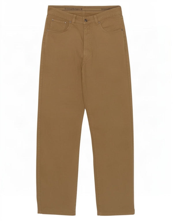 Ermenegildo Zegna Mens Straight Casual Trousers W34 L30 Beige Cotton