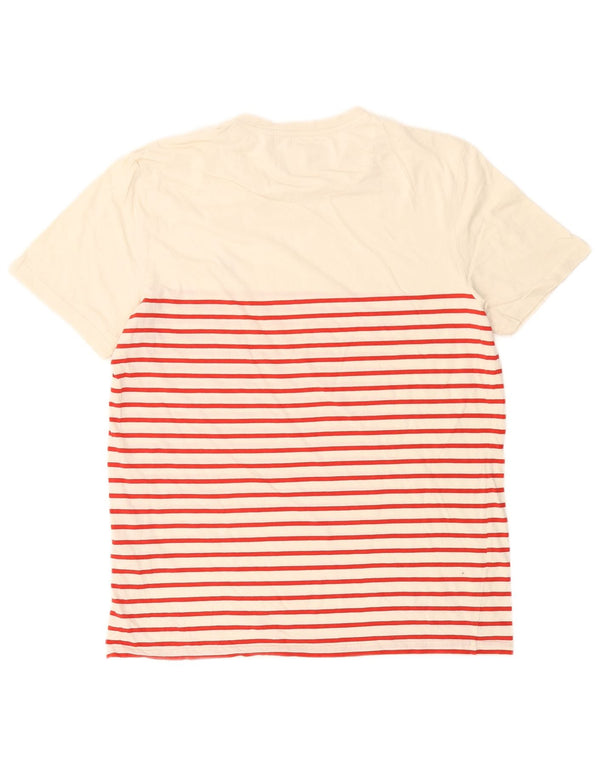 Lyle & Scott Mens T-Shirt Top Large White Striped Cotton