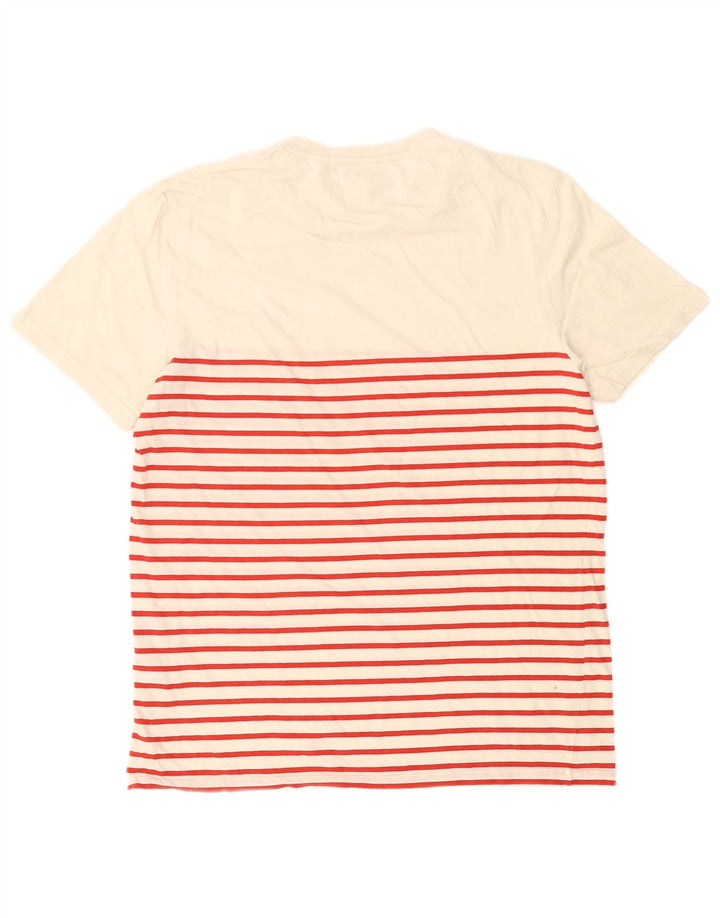 Lyle & Scott Mens T-Shirt Top Large White Striped Cotton