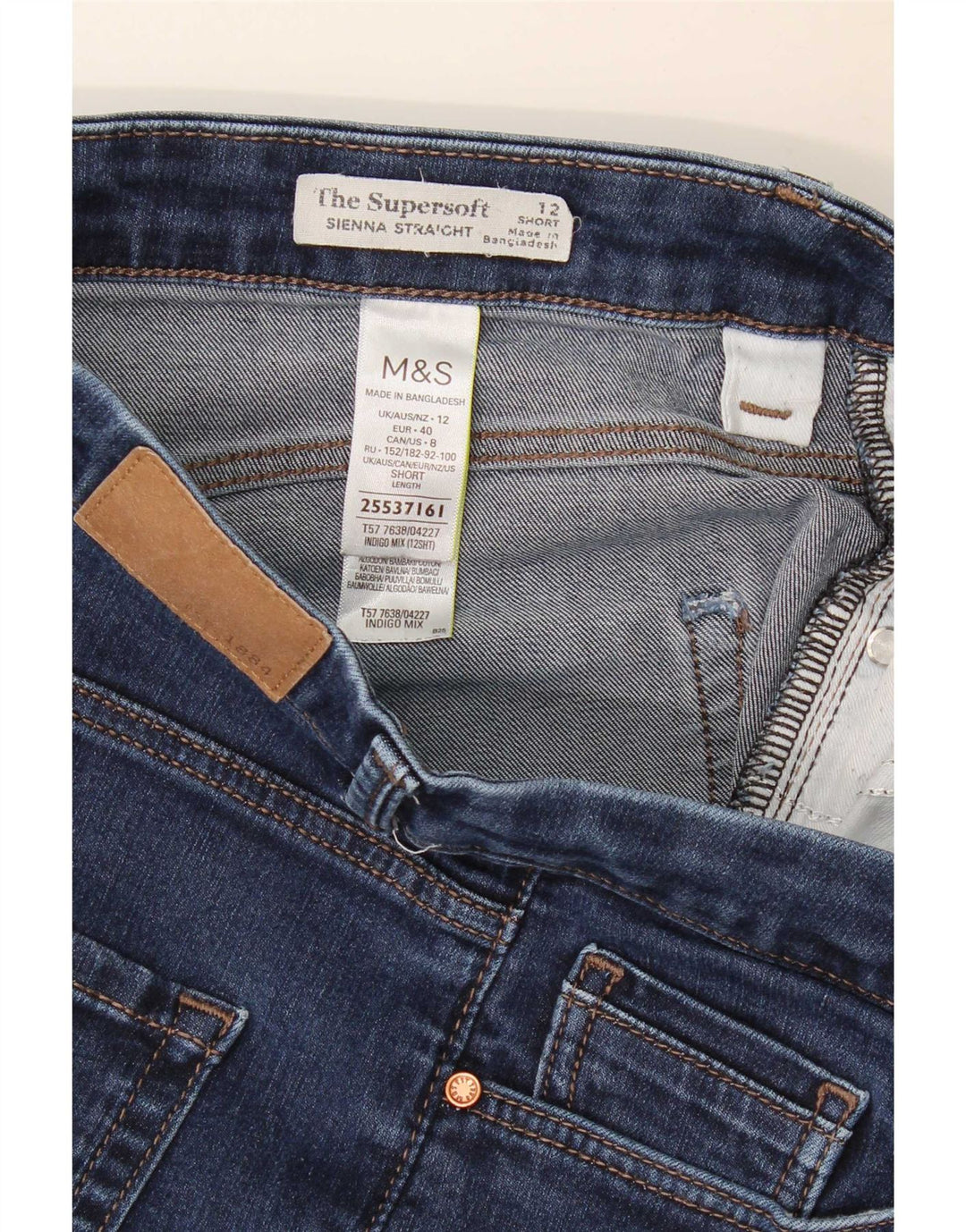 Marks & Spencer Womens Slim Cropped Jeans UK 12 Medium W30 L26 Blue Cotton