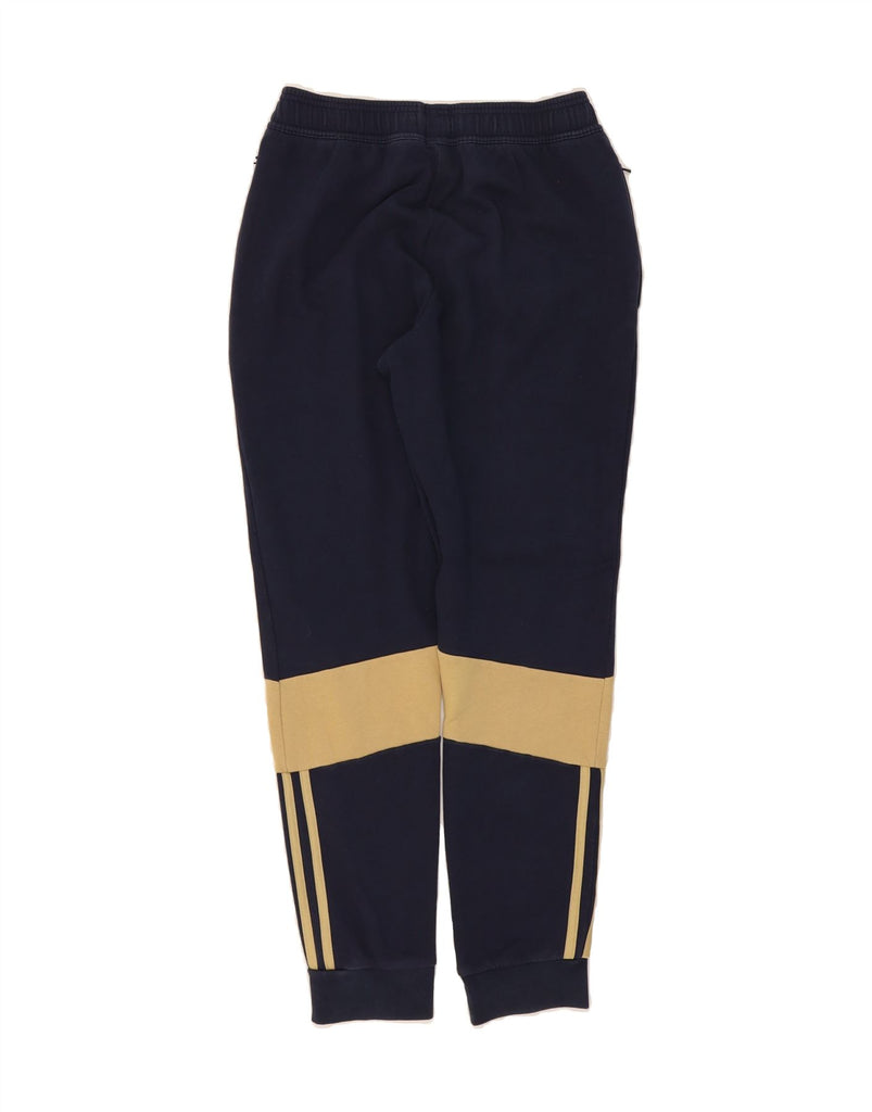 ADIDAS Mens Tracksuit Trousers Joggers Small Navy Blue Colourblock Cotton Vintage Adidas and Second-Hand Adidas from Messina Hembry 