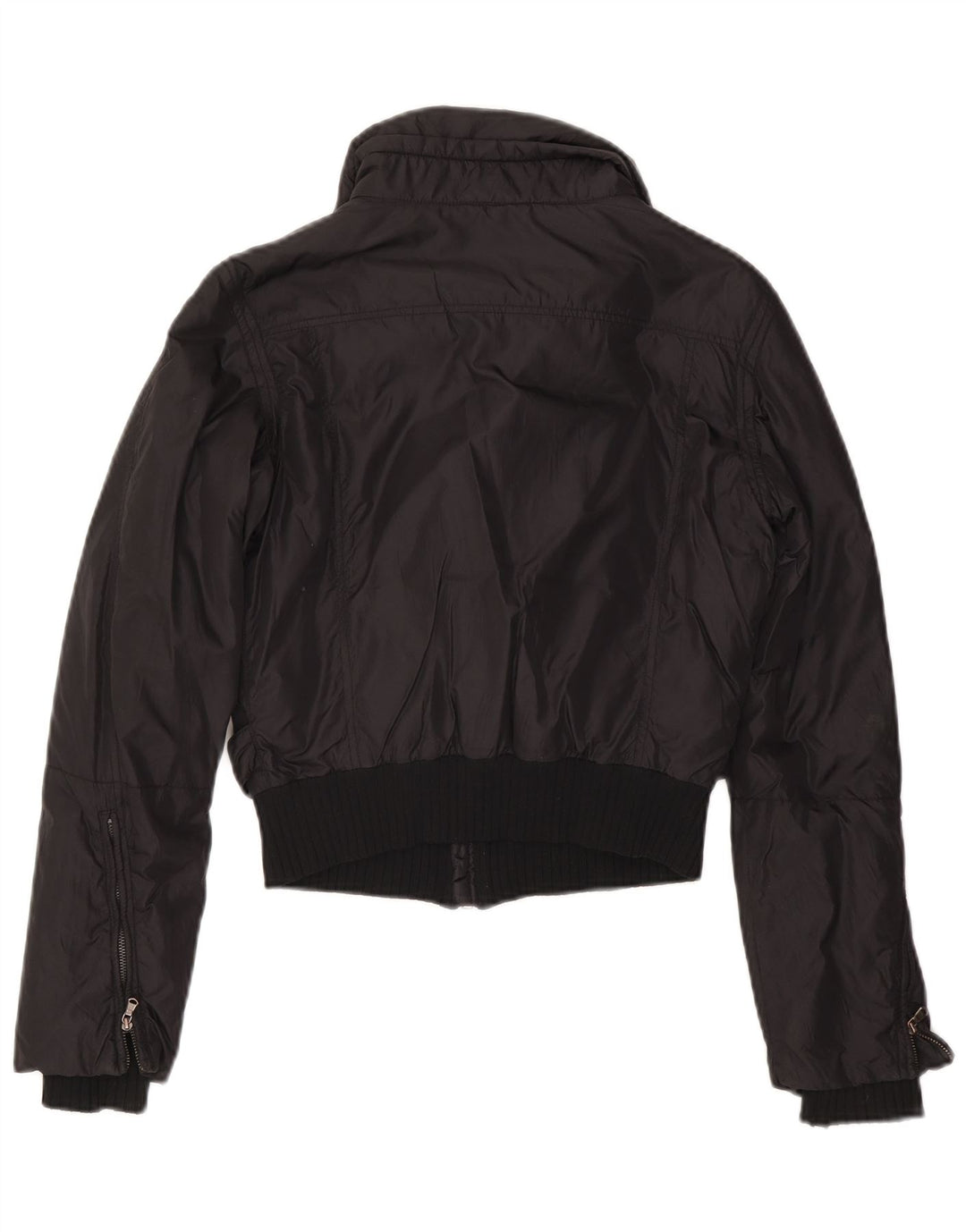 Calvin Klein Jeans Womens Crop Bomber Jacket UK 10 Small Black Polyester