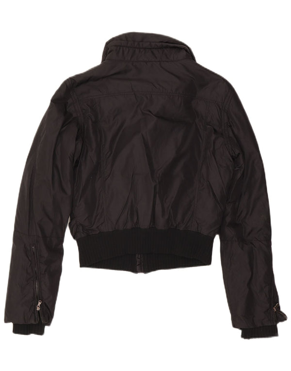 Calvin Klein Jeans Womens Crop Bomber Jacket UK 10 Small Black Polyester