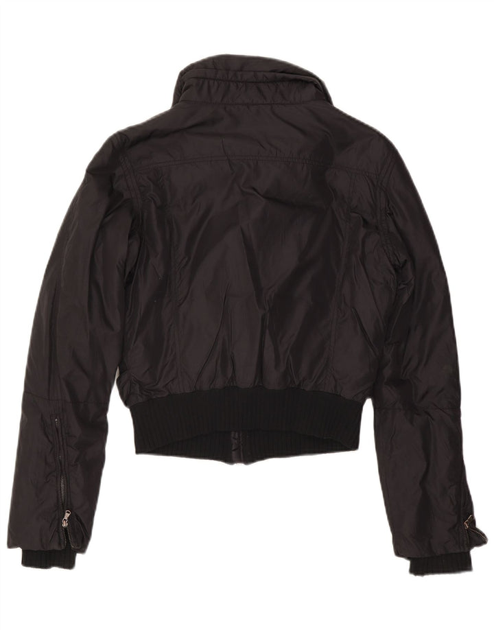 Calvin Klein Jeans Womens Crop Bomber Jacket UK 10 Small Black Polyester