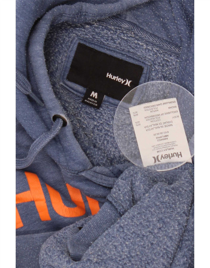 Hurley Mens Graphic Hoodie Jumper Medium Blue Cotton
