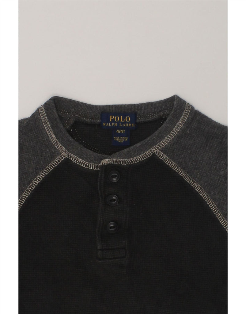 POLO RALPH LAUREN Boys Sweatshirt Jumper 3-4 Years Black Colourblock | Vintage Polo Ralph Lauren | Thrift | Second-Hand Polo Ralph Lauren | Used Clothing | Messina Hembry 