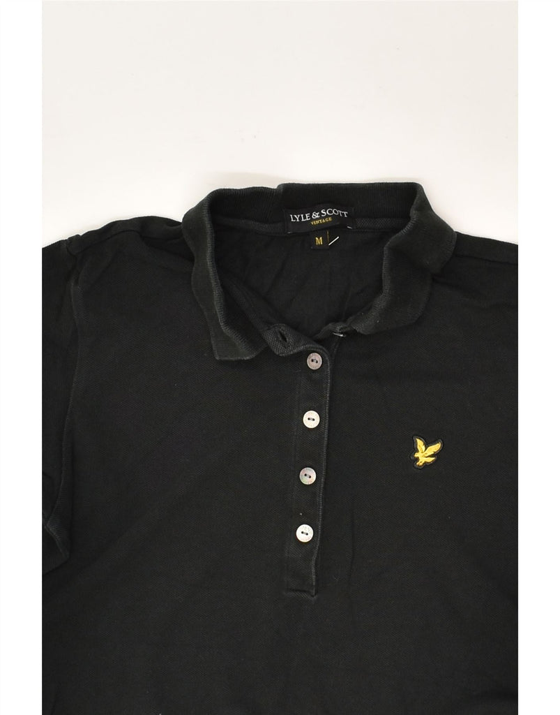 LYLE & SCOTT Womens Vintage Polo Shirt UK 12 Medium Black Cotton | Vintage Lyle & Scott | Thrift | Second-Hand Lyle & Scott | Used Clothing | Messina Hembry 