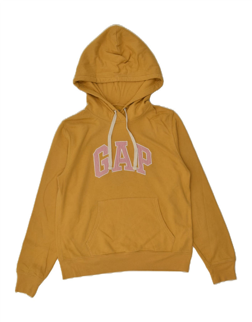 GAP Womens Graphic Hoodie Jumper UK 14 Medium Yellow Cotton | Vintage Gap | Thrift | Second-Hand Gap | Used Clothing | Messina Hembry 