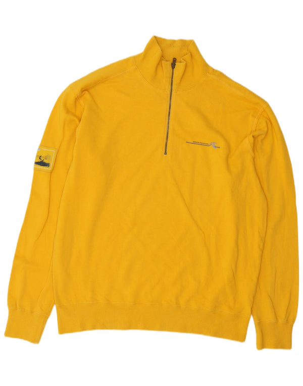 Sergio Tacchini Mens Zip Neck Jumper Sweater XL Yellow Cotton